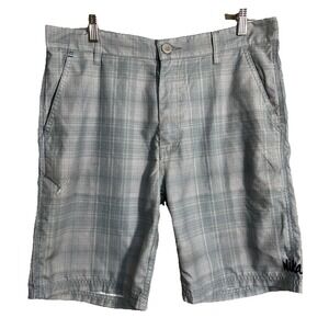 Nika Jedidiah Golf Board Shorts 100% Recycled Size 33 Plaid Blue white
